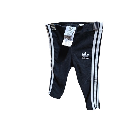 Adidas Toddler Girls Black 3 Stripe Leggings Activewear Kids Pants - Picture 1 of 2